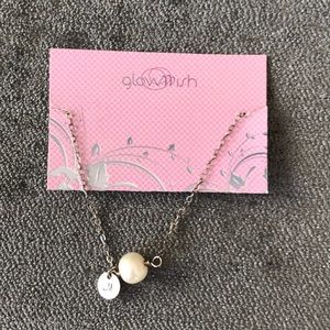 M Initial Charm Pearl Bracelet